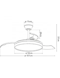 Ventilador de techo con luz Dublin - AJP - Acabado plata con aspas retráctiles, luz regulable y mando a distancia