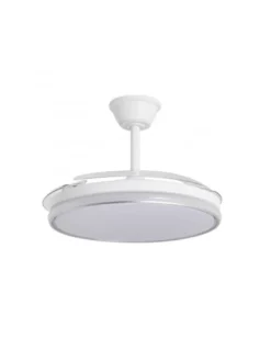 Ventilador de techo con luz Dublin - AJP - Acabado plata con aspas retráctiles, luz regulable y mando a distancia