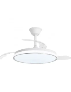 Ventilador de techo con luz Dublin - AJP - Acabado plata con aspas retráctiles, luz regulable y mando a distancia