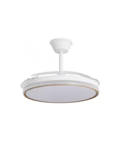 Ventilador de techo con luz Dublin - AJP - Acabado madera clara con aspas retráctiles, luz regulable y mando a distancia
