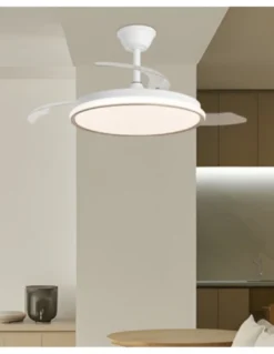 Ventilador de techo con luz Dublin - AJP - Acabado madera clara con aspas retráctiles, luz regulable y mando a distancia
