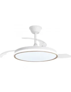 Ventilador de techo con luz Dublin - AJP - Acabado madera clara con aspas retráctiles, luz regulable y mando a distancia