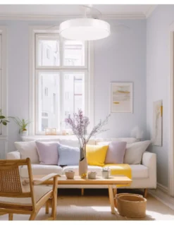 Ventilador de techo con luz Esla - ALG - Aspas retráctiles en blanco con mando a distancia y motor ultrasilencioso