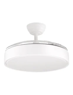 Ventilador de techo con luz Esla - ALG - Aspas retráctiles en blanco con mando a distancia y motor ultrasilencioso