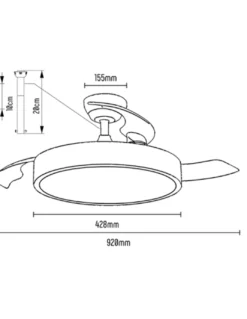 Ventilador de techo con luz Esla - ALG - Aspas retráctiles en blanco con mando a distancia y motor ultrasilencioso