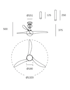 Ventilador de techo con luz Helix - FORLIGHT - Ventilador LED blanco con 2 alturas