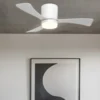 Ventilador de techo con luz Kent - AJP - Ventilador silencioso y pequeño, color blanco