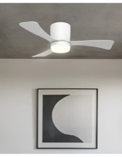 Ventilador de techo con luz Kent - AJP - Ventilador silencioso y pequeño, color blanco