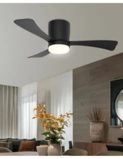 Ventilador de techo con luz Kent - AJP - Ventilador LED silencioso, color negro