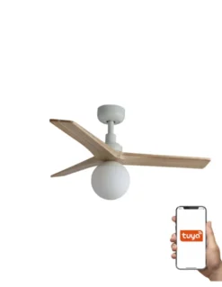 Ventilador de techo con luz Klim Smart S - Faro - Ventilador inteligente y silencioso, luz bola