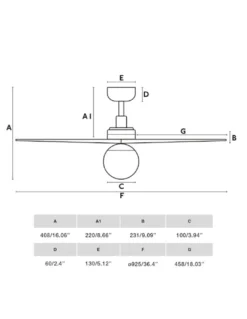 Ventilador de techo con luz Klim Smart S - Faro - Ventilador inteligente y silencioso, luz bola