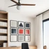 Ventilador de techo con luz Klim Smart M - Faro - Elegante ventilador DC con palas de madera nogal