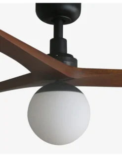 Ventilador de techo con luz Klim Smart M - Faro - Elegante ventilador DC con palas de madera nogal