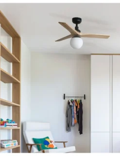 Ventilador de techo con luz Klim Smart S - Faro - Ventilador moderno DC, palas de pino