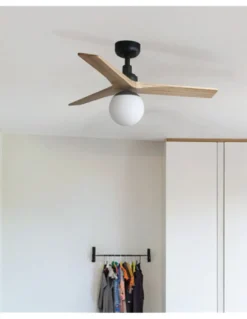 Ventilador de techo con luz Klim Smart S - Faro - Ventilador moderno DC, palas de pino