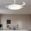 Ventilador de techo con luz Korfu - AJP - Blanco con aspas retráctiles, luz regulable y mando a distancia