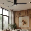 Ventilador de techo con luz LED Navia - ALG - Aspas reversibles negro/madera