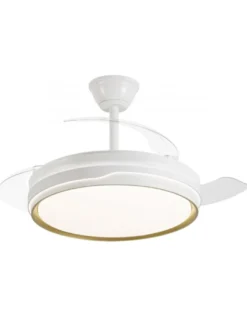 Ventilador de techo con luz Lima - AJP - Blanco con aspas retráctiles, luz regulable y mando a distancia
