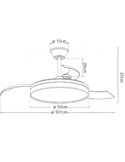Ventilador de techo con luz Malta - AJP - Acabado café con aspas retráctiles, luz regulable y mando a distancia