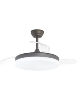 Ventilador de techo con luz Malta - AJP - Acabado café con aspas retráctiles, luz regulable y mando a distancia