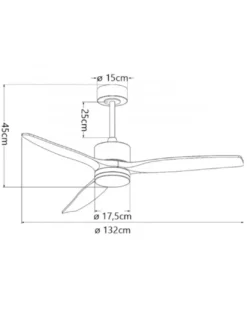 Ventilador de techo con luz Madeira - AJP - Palas de madera natural en acabado negro con mando a distancia