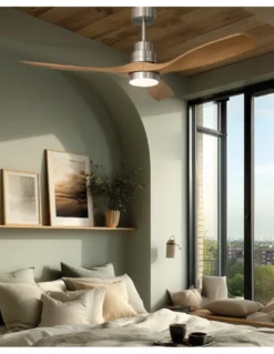 Ventilador de techo con luz Nalón - ALG - Aspas de madera, motor ultrasilencioso y mando a distancia