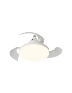 Ventilador de techo con luz Nino - AJP - Aspas retráctiles en blanco con 3 velocidades y temporizador