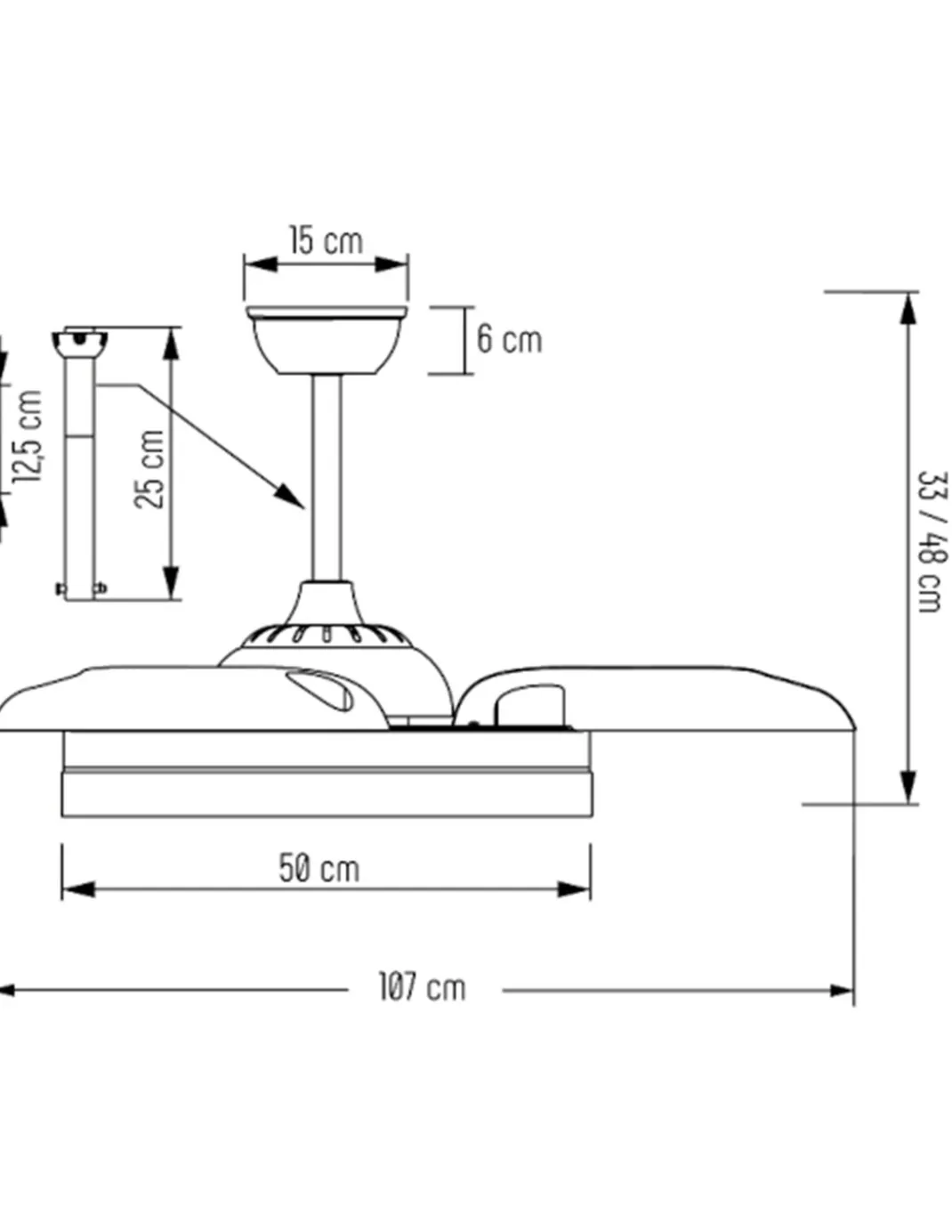 Ventilador de techo con luz Odiel - ALG - Diseño decorativo en blanco con aspas retráctiles y luz regulable