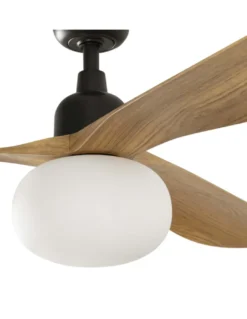 Ventilador de techo con luz Outwood L Smart - Faro - Palas de madera de roble, apto exterior