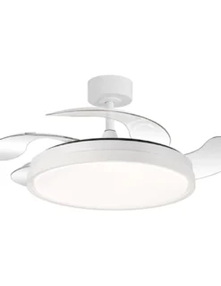 Ventilador de techo con luz RGB Tíber - ALG - Blanco con aspas retráctiles, control por app y mando a distancia