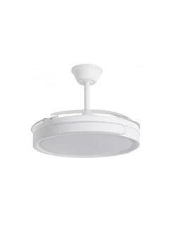 Ventilador de techo con luz Samaná - AJP - Aspas retráctiles, acabado blanco y luz regulable con modo brisa
