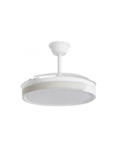 Ventilador de techo con luz Samaná - AJP - Aspas retráctiles en acabado beige con mando a distancia
