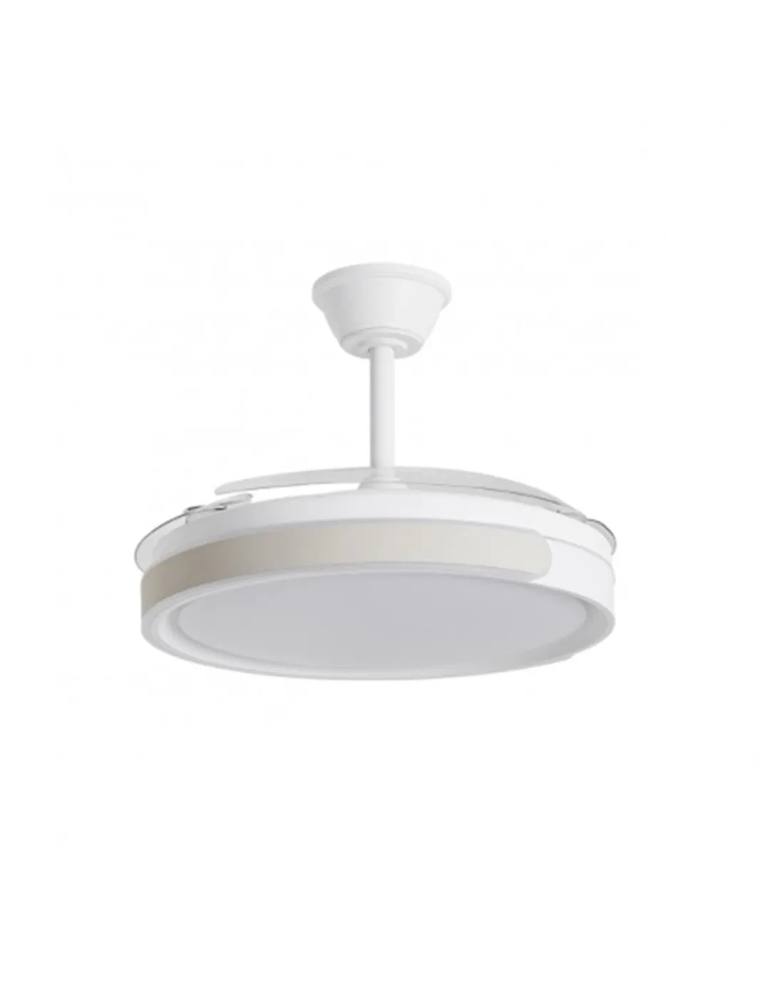 Ventilador de techo con luz Samaná - AJP - Aspas retráctiles en acabado beige con mando a distancia