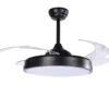 Ventilador de techo con luz Sena - ALG - Aspas retráctiles en negro con mando a distancia y función verano/invierno