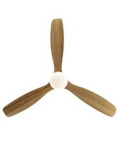 Ventilador de techo con luz Siroco – Schuller – 6 velocidades, palas de madera