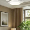 Ventilador de techo con luz Tíber Mini - ALG - Ventilador blanco con aspas retráctiles y luz regulable