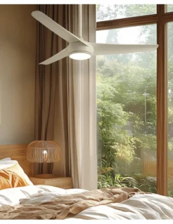 Ventilador de techo con luz Támesis - ALG - Blanco con 3 palas fijas, motor ultrasilencioso y mando a distancia