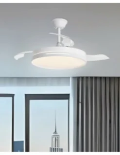 Ventilador de techo con luz Togo - AJP - Ventilador blanco LED con palas retráctiles