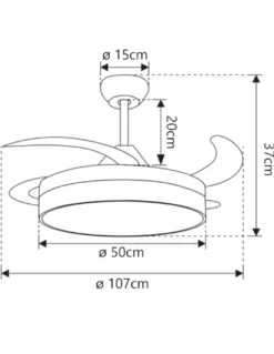 Ventilador de techo con luz Togo - AJP - 3 palas, motor DC, LED regulable