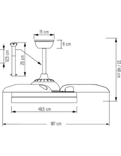 Ventilador de techo con luz Volga - ALG - Lámpara ventilador regulable con aspas retráctiles transparentes, silencioso