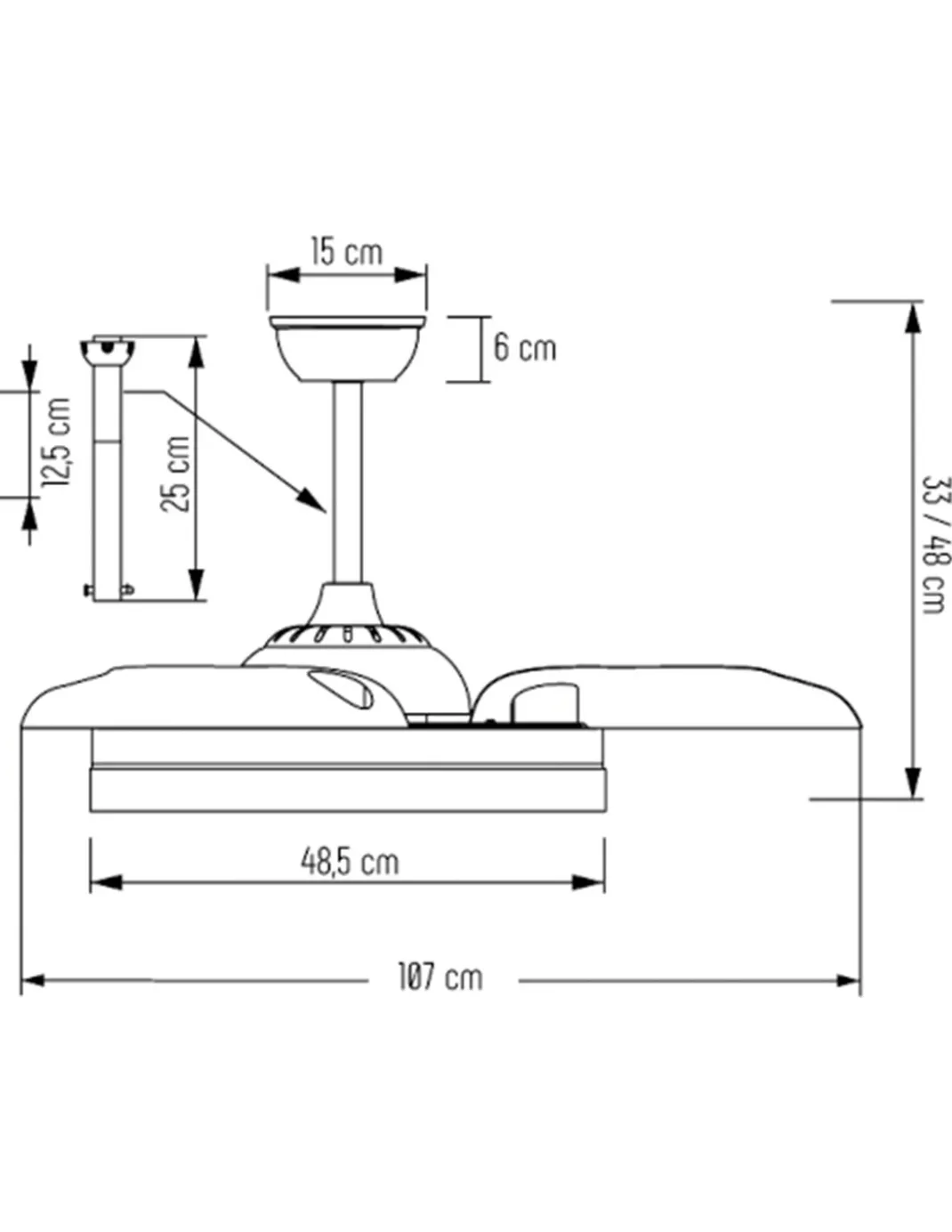 Ventilador de techo con luz Volga - ALG - Lámpara ventilador regulable con aspas retráctiles transparentes, silencioso