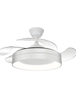 Ventilador de techo con luz Volga - ALG - Lámpara ventilador regulable con aspas retráctiles transparentes, silencioso