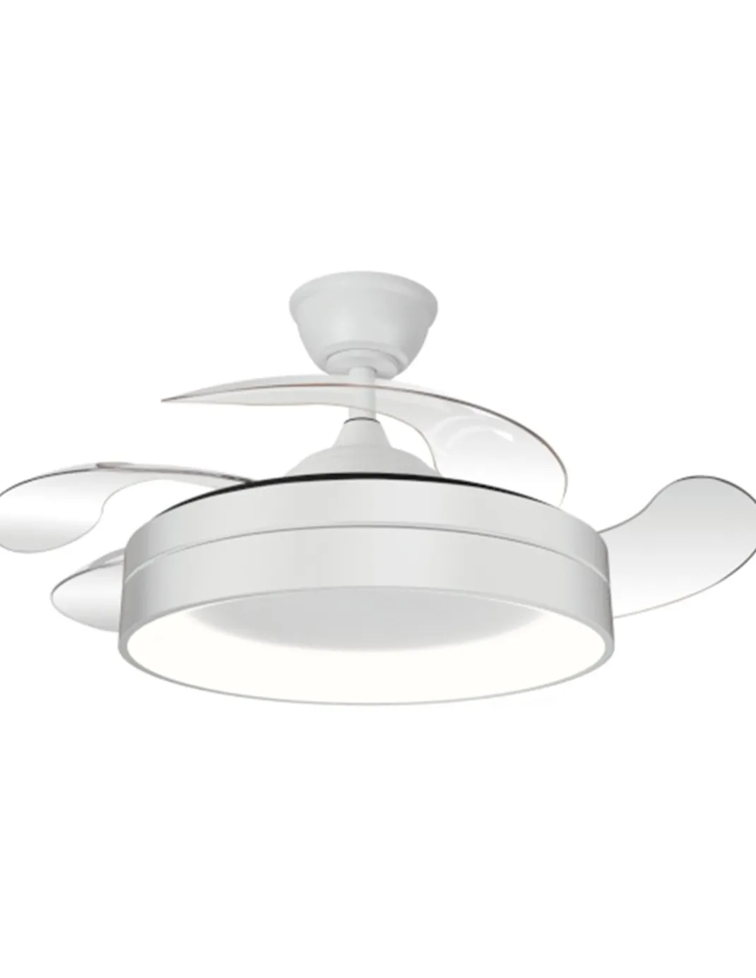 Ventilador de techo con luz Volga - ALG - Lámpara ventilador regulable con aspas retráctiles transparentes, silencioso