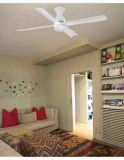 Ventilador de techo con luz y cuatro palas blanco con motor DC Fraser - Faro