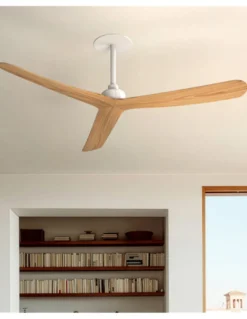 Ventilador de techo empotrado sin luz Rocker M - Faro - 3 palas de fresno, ultrasilencioso y apto para techos inclinados