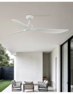 Ventilador de techo inteligente Outwood L - Faro - Ventilador apto exterior (IP44), sin luz, blanco