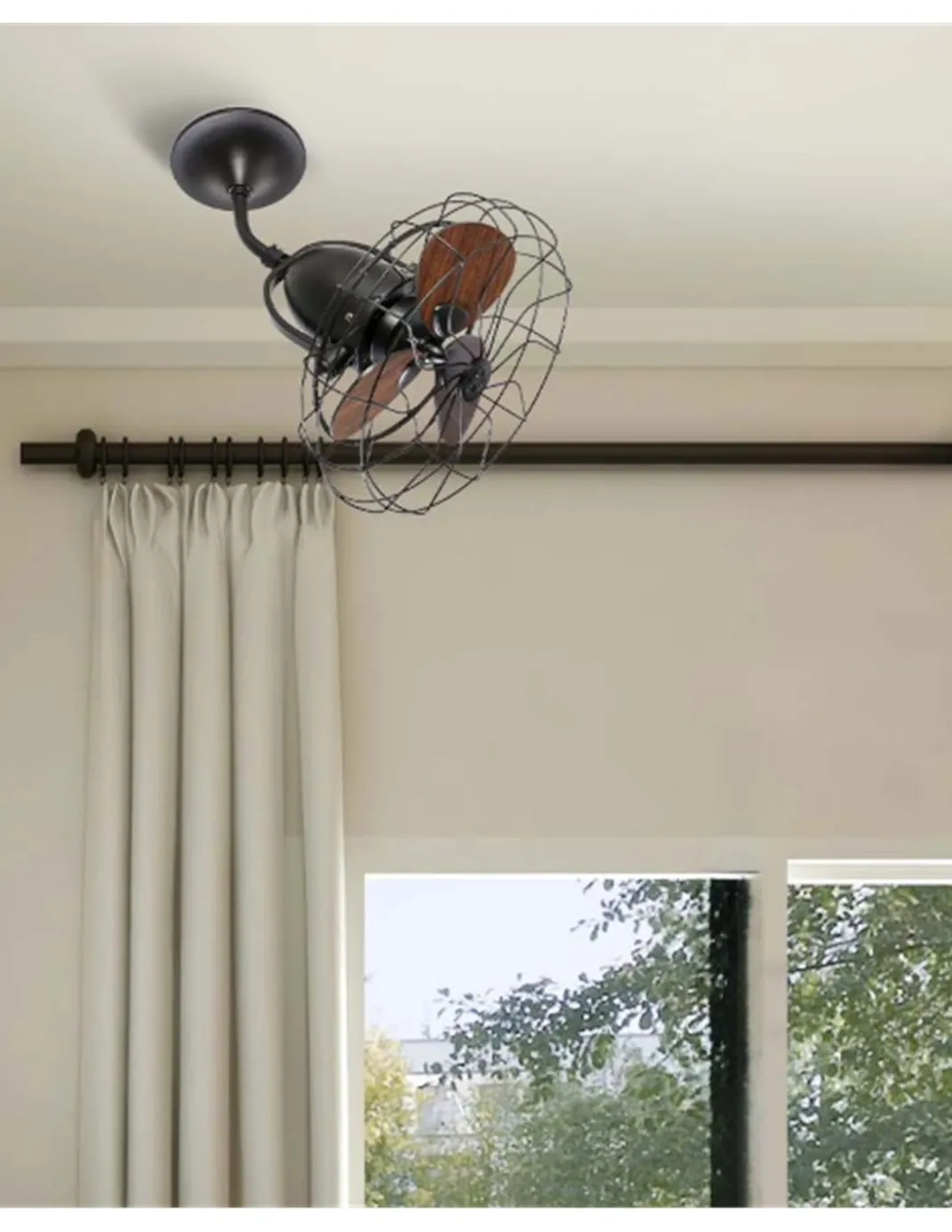 Ventilador de techo Keiki - Faro - Ventilador pequeño y orientable, estilo industrial