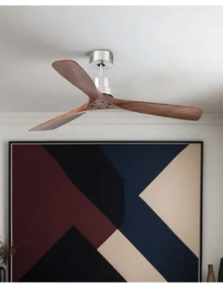 Ventilador de techo Lantau Smart L - Faro - Ventilador inteligente y silencioso, palas madera nogal