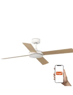 Ventilador de techo Mallorca Smart L - Faro - Ventilador inteligente, palas reversibles blanco/arce