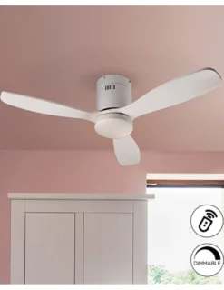 Ventilador de techo Mini Siroco – Schuller – Ventilador blanco, motor DC, 6 velocidades